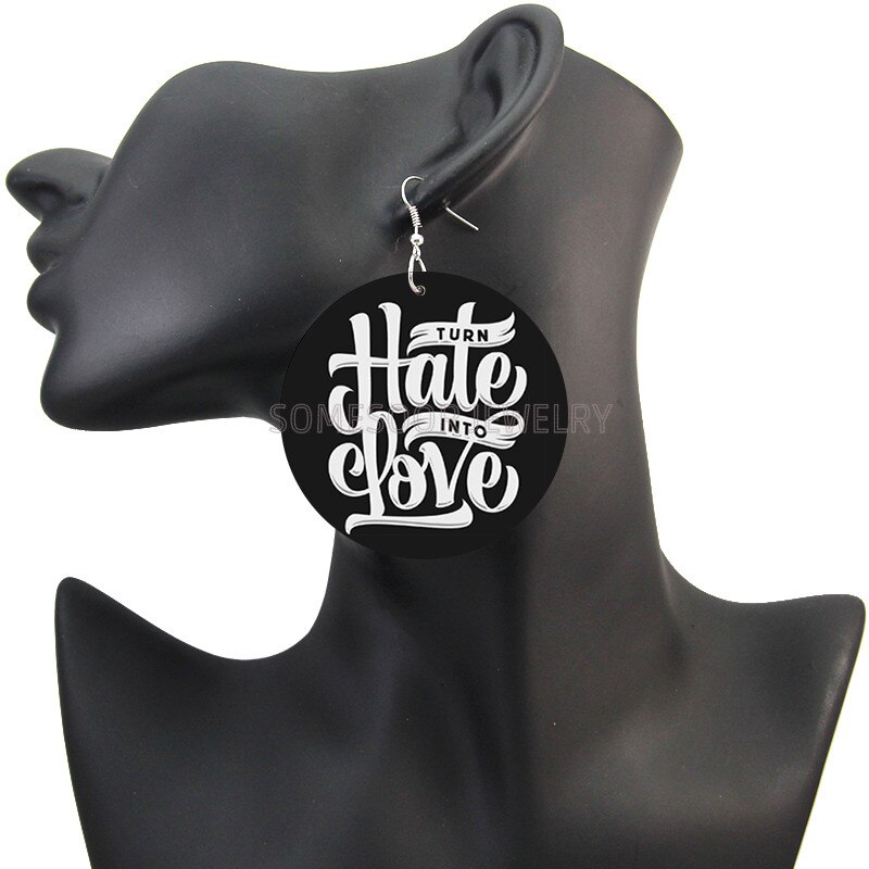 Turn Hate Into Love Wooden Earrings – Originalpeople.org